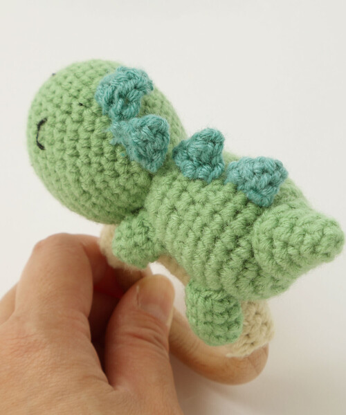 SLAP SLIP BABY(スラップスリップベビー)の「【お揃い】アニマルクマウサギペンギン恐竜すやすやモチーフ編みぐるみ木製歯がためベビー(その他ベビー用品・キッズ・グレー/ピンク/グリーン/ベージュ・FREE)」の18枚目の写真