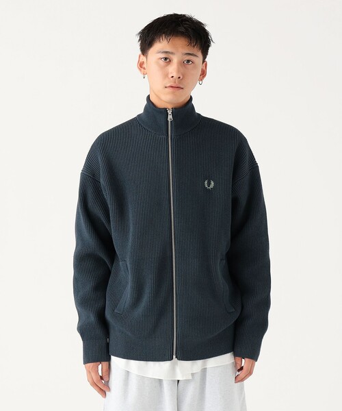 【美品】FRED PERRY メンズ　ニットカーディガン　XL F3078 美品】FRED PERRY メンズ ニットカーディガン XL F3078