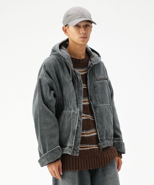 BEAMS（ビームス）の「ワイドショートフィット フェード コーデュロイ フーデットブルゾン（ブルゾン・メンズ・ブラウン/チャコールグレー・S/XL/L/M）」の2枚目の写真