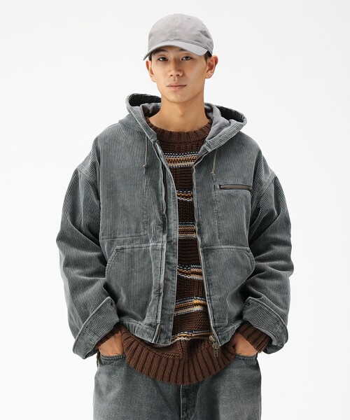 BEAMS（ビームス）の「ワイドショートフィット フェード コーデュロイ フーデットブルゾン（ブルゾン・メンズ・ブラウン/チャコールグレー・S/XL/L/M）」の10枚目の写真