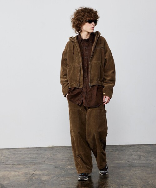 BEAMS（ビームス）の「ワイドショートフィット フェード コーデュロイ フーデットブルゾン（ブルゾン・メンズ・ブラウン/チャコールグレー・S/XL/L/M）」の16枚目の写真
