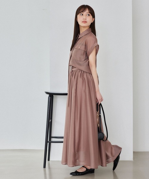 Andemiu（アンデミュウ）の「シャツセットアップ582104（シャツワンピース・レディース・レッド/ライトグレー/ネイビー/モカ/ダークグレー/ブラック・FREE）」の2枚目の写真