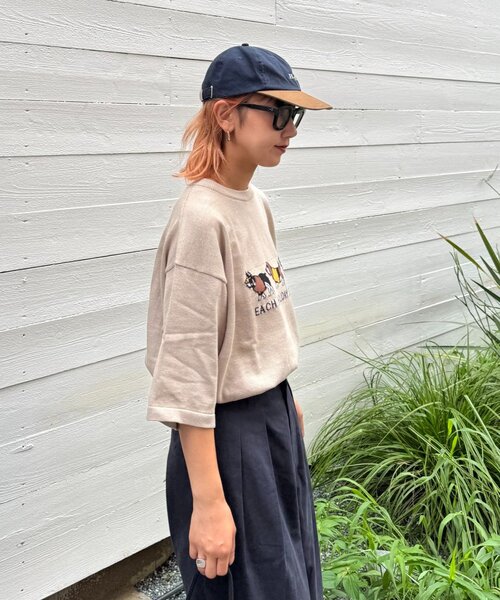 CIAOPANIC TYPY(チャオパニックティピー)の「【ユニセックス】アニマル柄犬サマーニット半袖Tシャツ(Tシャツ/カットソー・レディース・ライトグレー/ホワイト系その他/ネイビー/ベージュ・LARGE/MEDIUM)」の18枚目の写真