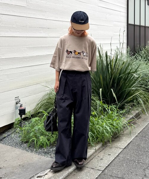 CIAOPANIC TYPY(チャオパニックティピー)の「【ユニセックス】アニマル柄犬サマーニット半袖Tシャツ(Tシャツ/カットソー・レディース・ライトグレー/ホワイト系その他/ネイビー/ベージュ・LARGE/MEDIUM)」の17枚目の写真