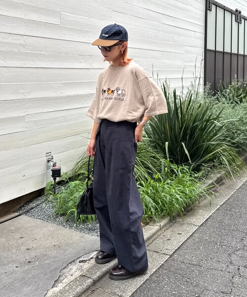 CIAOPANIC TYPY(チャオパニックティピー)の「【ユニセックス】アニマル柄犬サマーニット半袖Tシャツ(Tシャツ/カットソー・レディース・ライトグレー/ホワイト系その他/ネイビー/ベージュ・LARGE/MEDIUM)」の16枚目の写真