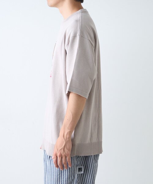 CIAOPANIC TYPY(チャオパニックティピー)の「【ユニセックス】アニマル柄犬サマーニット半袖Tシャツ(Tシャツ/カットソー・レディース・ライトグレー/ホワイト系その他/ネイビー/ベージュ・LARGE/MEDIUM)」の10枚目の写真