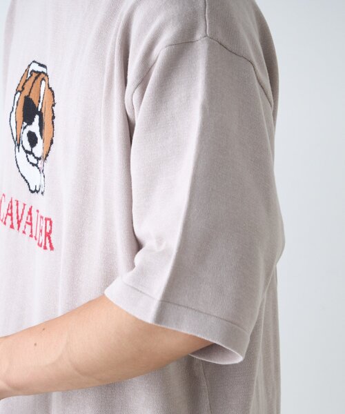 CIAOPANIC TYPY(チャオパニックティピー)の「【ユニセックス】アニマル柄犬サマーニット半袖Tシャツ(Tシャツ/カットソー・レディース・ライトグレー/ホワイト系その他/ネイビー/ベージュ・LARGE/MEDIUM)」の7枚目の写真