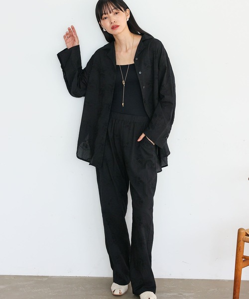 No Rule No Line（ノール－ルノーライン）の「コットンフラワーエンブロイダリーレースパンツ パンチング刺繍レース（スカラップ）レースシアーパンツ（その他パンツ・レディース・ブラック/ホワイト・FREE）」の7枚目の写真