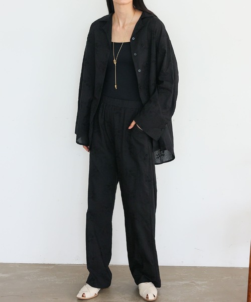 No Rule No Line（ノール－ルノーライン）の「コットンフラワーエンブロイダリーレースパンツ パンチング刺繍レース（スカラップ）レースシアーパンツ（その他パンツ・レディース・ブラック/ホワイト・FREE）」の8枚目の写真