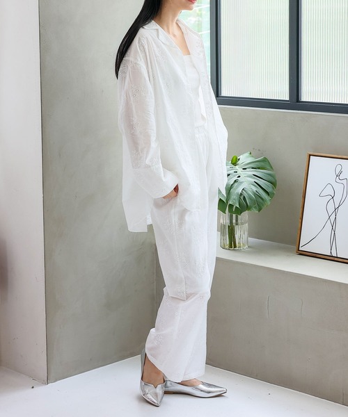 No Rule No Line（ノール－ルノーライン）の「コットンフラワーエンブロイダリーレースパンツ パンチング刺繍レース（スカラップ）レースシアーパンツ（その他パンツ・レディース・ブラック/ホワイト・FREE）」の15枚目の写真