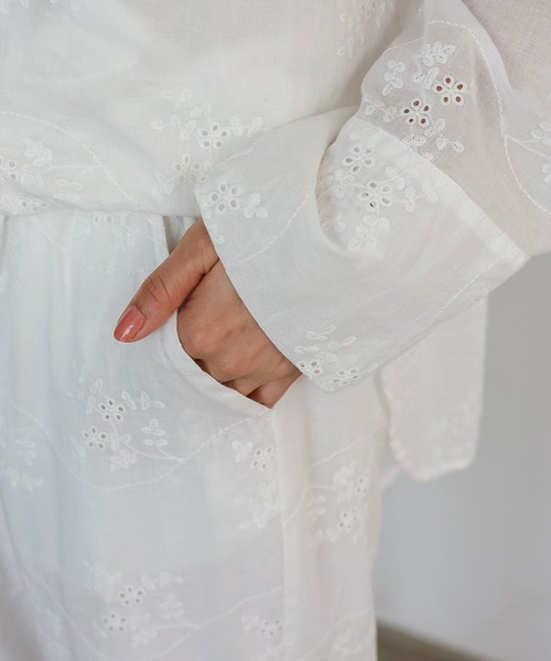 No Rule No Line（ノール－ルノーライン）の「コットンフラワーエンブロイダリーレースパンツ パンチング刺繍レース（スカラップ）レースシアーパンツ（その他パンツ・レディース・ブラック/ホワイト・FREE）」の22枚目の写真