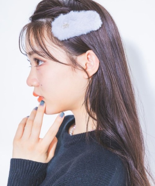 repipi armario（レピピ アルマリオ）の「【2個SET】RAファーパッチンピン（ヘアピン・キッズ・グレー/ブルー/ホワイト/ブラウン・FREE）」の5枚目の写真