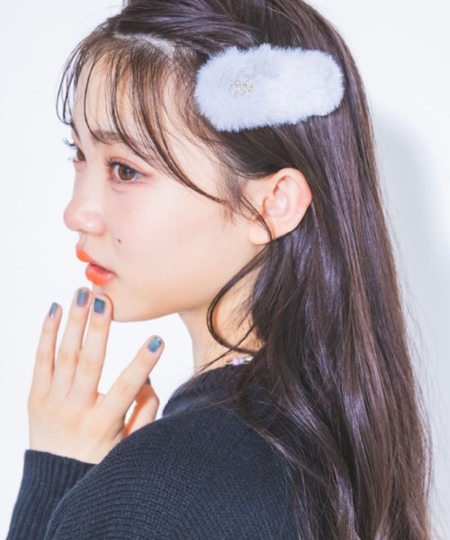 repipi armario（レピピ アルマリオ）の「【2個SET】RAファーパッチンピン（ヘアピン・キッズ・グレー/ブルー/ホワイト/ブラウン・FREE）」の6枚目の写真