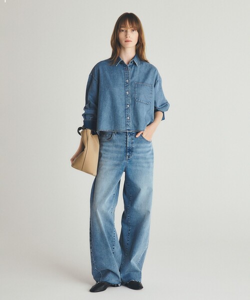 UNFILO(アンフィーロ)の「【UNFILO DENIM LIGHT】 クロップドシャツ(シャツ/ブラウス・レディース・ライトグレー系/スカイブルー系/サックスブルー系・X-LARGE)」の13枚目の写真