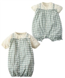 Popelin グリーンチェックロンパース　18-24m Popelin グリーンチェックロンパース 18-24m
