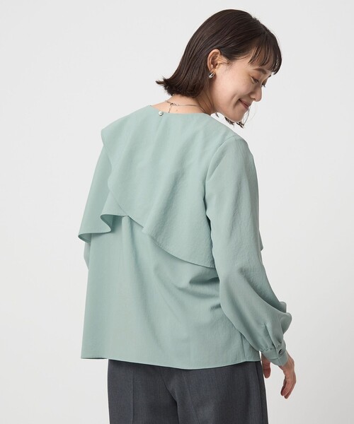 green label relaxing（グリーンレーベルリラクシング）の「ケープ ロングスリーブ ブラウス（シャツ/ブラウス・レディース・ネイビー/ライム/オフホワイト・FREE）」の11枚目の写真