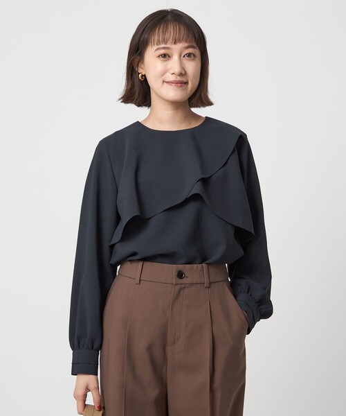 green label relaxing（グリーンレーベルリラクシング）の「ケープ ロングスリーブ ブラウス（シャツ/ブラウス・レディース・ネイビー/ライム/オフホワイト・FREE）」の17枚目の写真