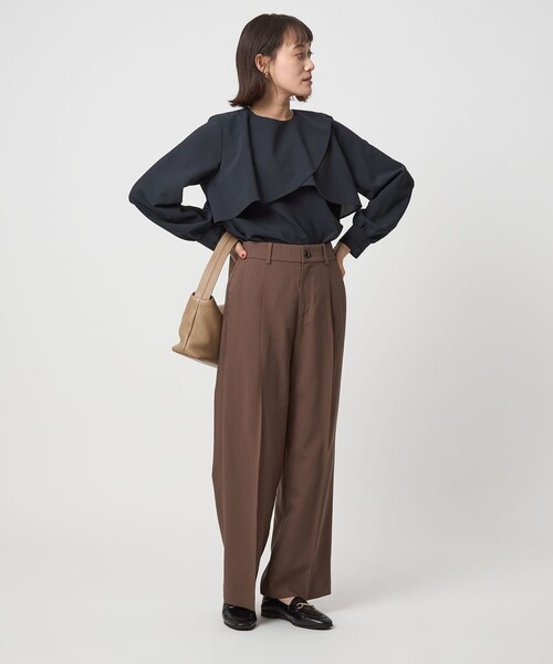 green label relaxing（グリーンレーベルリラクシング）の「ケープ ロングスリーブ ブラウス（シャツ/ブラウス・レディース・ネイビー/ライム/オフホワイト・FREE）」の20枚目の写真