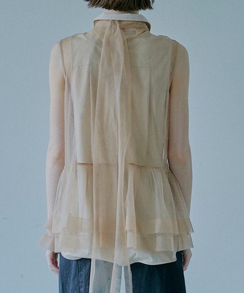 LE CIEL BLEU(ルシェルブルー)の「スリーブレスシャツwワイヤーディテーリング / Sleeveless Shirt w/Wire Detailing(シャツ/ブラウス・レディース・ベージュ/オフホワイト/ライトピンク/ライトブルー・36/38)」の12枚目の写真