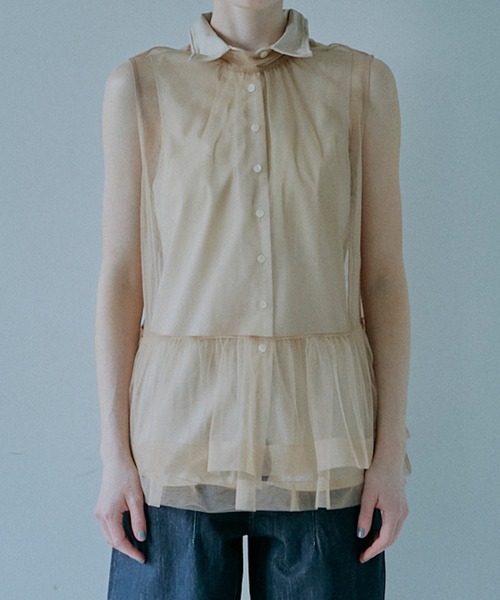 LE CIEL BLEU(ルシェルブルー)の「スリーブレスシャツwワイヤーディテーリング / Sleeveless Shirt w/Wire Detailing(シャツ/ブラウス・レディース・ベージュ/オフホワイト/ライトピンク/ライトブルー・36/38)」の11枚目の写真