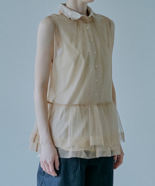 LE CIEL BLEU(ルシェルブルー)の「スリーブレスシャツwワイヤーディテーリング / Sleeveless Shirt w/Wire Detailing(シャツ/ブラウス・レディース・ベージュ/オフホワイト/ライトピンク/ライトブルー・36/38)」の10枚目の写真