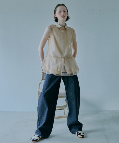 LE CIEL BLEU(ルシェルブルー)の「スリーブレスシャツwワイヤーディテーリング / Sleeveless Shirt w/Wire Detailing(シャツ/ブラウス・レディース・ベージュ/オフホワイト/ライトピンク/ライトブルー・36/38)」の8枚目の写真