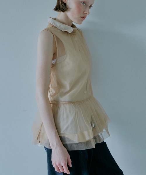 LE CIEL BLEU(ルシェルブルー)の「スリーブレスシャツwワイヤーディテーリング / Sleeveless Shirt w/Wire Detailing(シャツ/ブラウス・レディース・ベージュ/オフホワイト/ライトピンク/ライトブルー・36/38)」の7枚目の写真