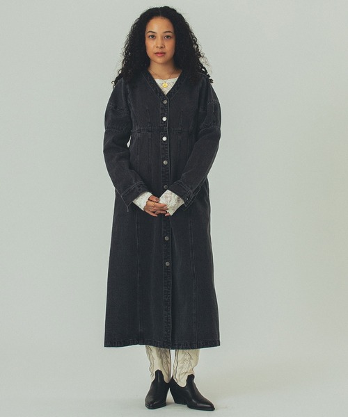 ROSE BUD（ローズバッド）の「(mici)DENIM VOLUME SLEEVE DRESS（ワンピース・レディース・インディゴブルー/ブラック・ONE SIZE）」の3枚目の写真
