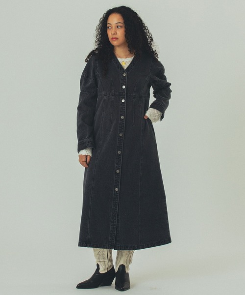 ROSE BUD（ローズバッド）の「(mici)DENIM VOLUME SLEEVE DRESS（ワンピース・レディース・インディゴブルー/ブラック・ONE SIZE）」の5枚目の写真