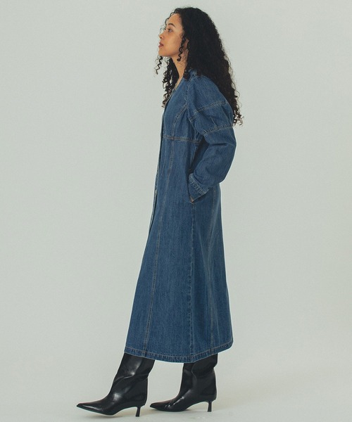 ROSE BUD（ローズバッド）の「(mici)DENIM VOLUME SLEEVE DRESS（ワンピース・レディース・インディゴブルー/ブラック・ONE SIZE）」の8枚目の写真