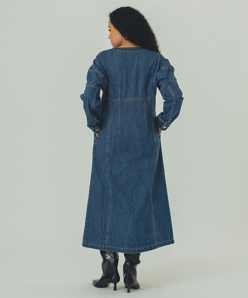 ROSE BUD（ローズバッド）の「(mici)DENIM VOLUME SLEEVE DRESS（ワンピース・レディース・インディゴブルー/ブラック・ONE SIZE）」の9枚目の写真
