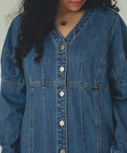 ROSE BUD（ローズバッド）の「(mici)DENIM VOLUME SLEEVE DRESS（ワンピース・レディース・インディゴブルー/ブラック・ONE SIZE）」の11枚目の写真