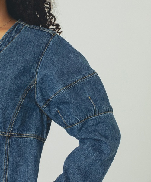 ROSE BUD（ローズバッド）の「(mici)DENIM VOLUME SLEEVE DRESS（ワンピース・レディース・インディゴブルー/ブラック・ONE SIZE）」の12枚目の写真