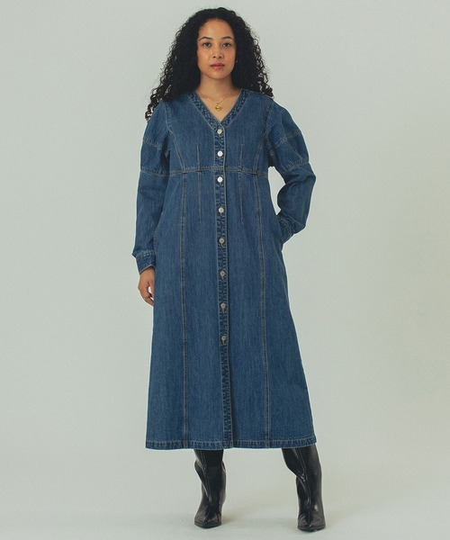 ROSE BUD（ローズバッド）の「(mici)DENIM VOLUME SLEEVE DRESS（ワンピース・レディース・インディゴブルー/ブラック・ONE SIZE）」の18枚目の写真