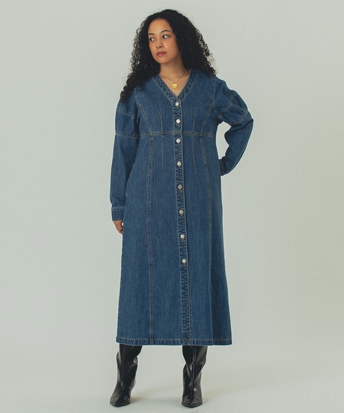 ROSE BUD（ローズバッド）の「(mici)DENIM VOLUME SLEEVE DRESS（ワンピース・レディース・インディゴブルー/ブラック・ONE SIZE）」の20枚目の写真