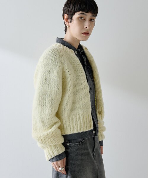 Whim Gazette（ウィムガゼット）の「ハンドニットカーディガン（カーディガン/ボレロ・レディース・レモンイエロー/ピンク/チャコールグレー・FREE）」の20枚目の写真