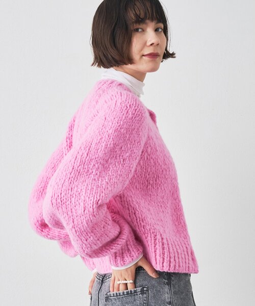 美品✨ウィムガセット　ハンドニット　カーディガン　ゆったり　極暖　ピンク ハンドニットカーディガン（カーディガン/ボレロ）｜Whim Gazette