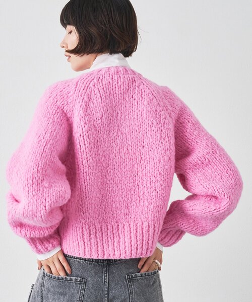 Whim Gazette（ウィムガゼット）の「ハンドニットカーディガン（カーディガン/ボレロ・レディース・レモンイエロー/ピンク/チャコールグレー・FREE）」の8枚目の写真