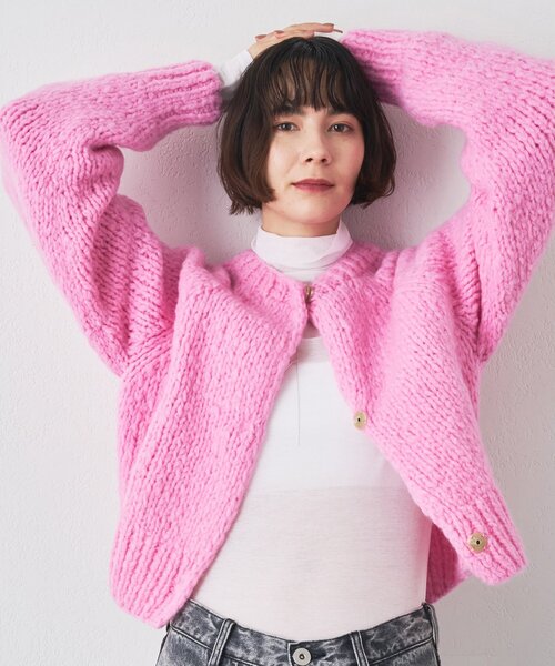 Whim Gazette（ウィムガゼット）の「ハンドニットカーディガン（カーディガン/ボレロ・レディース・レモンイエロー/ピンク/チャコールグレー・FREE）」の11枚目の写真