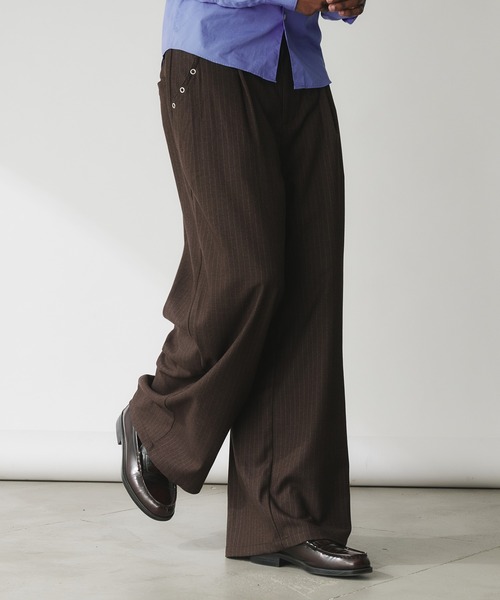 セットアップ対応】Eyelet-Detail Two-Tuck Wide Slacks / ハトメ