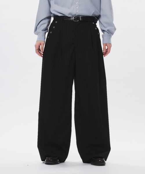 セール】【セットアップ対応】Eyelet-Detail Two-Tuck Wide Slacks