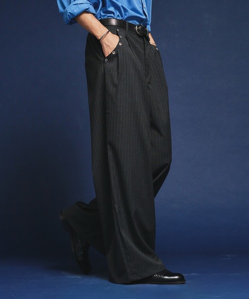 Adoon plain(アドーンプレーン)の「【セットアップ対応】Eyelet-Detail Two-Tuck Wide Slacks / ハトメデザイン2タックワイドスラックス(スラックス・メンズ・その他/チャコールグレー/ブラック/グレー/ブラウン・SMALL/LARGE/MEDIUM)」の15枚目の写真