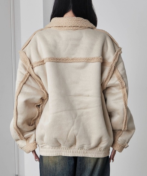 Theater code(シアターコード)の「Piping design Shearling coat/パイピングデザイン フェイクムートンジャケット 秋 秋服メンズ 2026年秋冬 冬服(ムートンコート・メンズ・ブラック/ホワイト・M/L)」の14枚目の写真