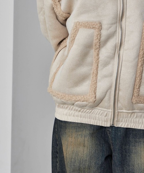 Theater code(シアターコード)の「Piping design Shearling coat/パイピングデザイン フェイクムートンジャケット 秋 秋服メンズ 2026年秋冬 冬服(ムートンコート・メンズ・ブラック/ホワイト・M/L)」の12枚目の写真