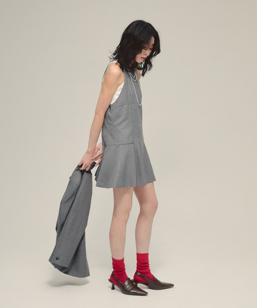 JEANASIS（ジーナシス）の「【eL】Fit Flare Mini One-piece/580118（ワンピース・レディース・ブラック/グレー・FREE）」の3枚目の写真