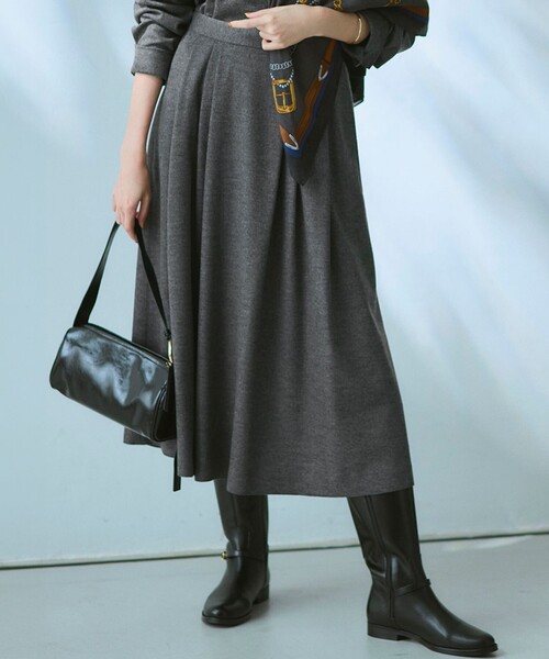 セール】【洗える】ウールミルドジャージー タック スカート（スカート