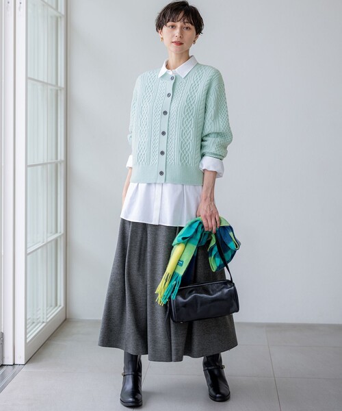 セール】【洗える】ウールミルドジャージー タック スカート（スカート