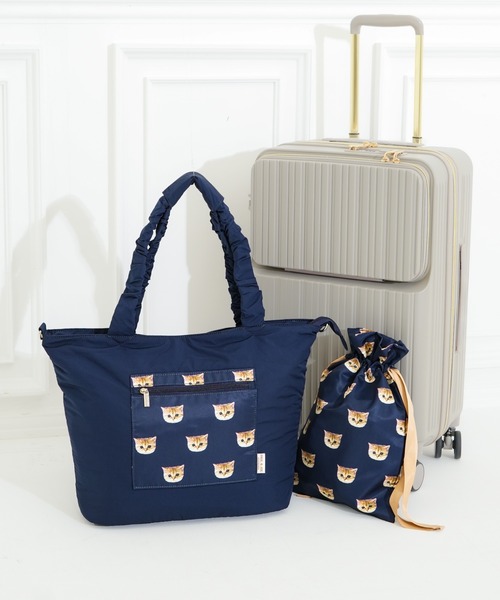 PAUL & JOE ACCESSOIRES(ポールアンドジョーアクセソワ)の「【PAUL & JOE ACCESSOIRES /ポール アンド ジョー アクセソワ 】 巾着付きトラベルトート ヌネット柄(トートバッグ・レディース・ピンク/ネイビー/グレー・FREE)」の2枚目の写真