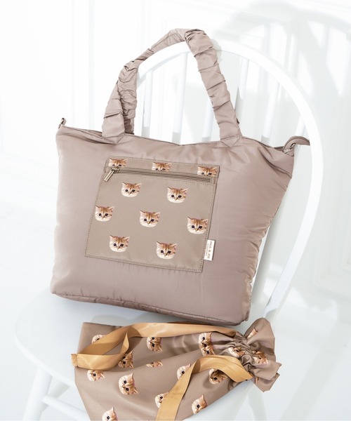 PAUL & JOE ACCESSOIRES(ポールアンドジョーアクセソワ)の「【PAUL & JOE ACCESSOIRES /ポール アンド ジョー アクセソワ 】 巾着付きトラベルトート ヌネット柄(トートバッグ・レディース・ピンク/ネイビー/グレー・FREE)」の1枚目の写真