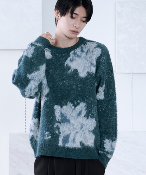 Ellno Loset（エルノロゼット）の「アブストラクトフラワーニット（ニット/セーター・メンズ・パープル/レッド/オフホワイト/ブルーグレー/ブラック・LARGE/MEDIUM/SMALL）」の3枚目の写真